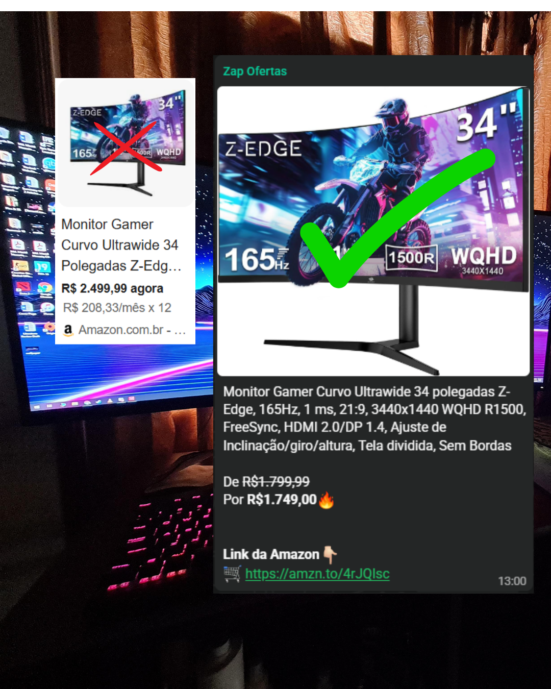 Print de oferta publicada no grupo