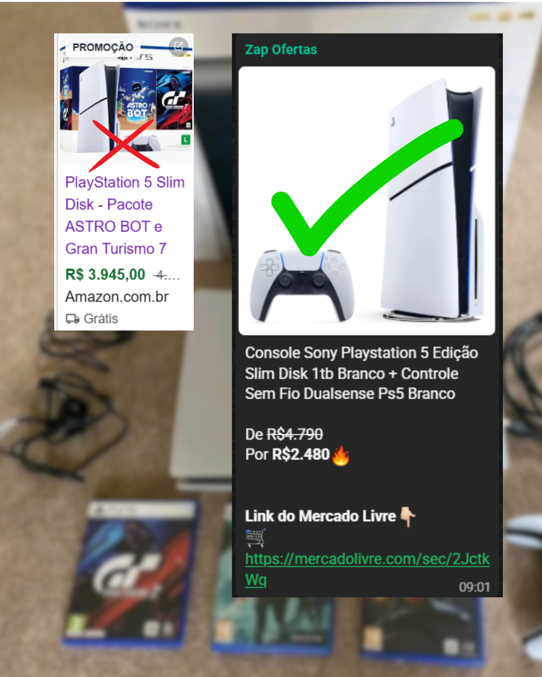 Print de oferta publicada no grupo